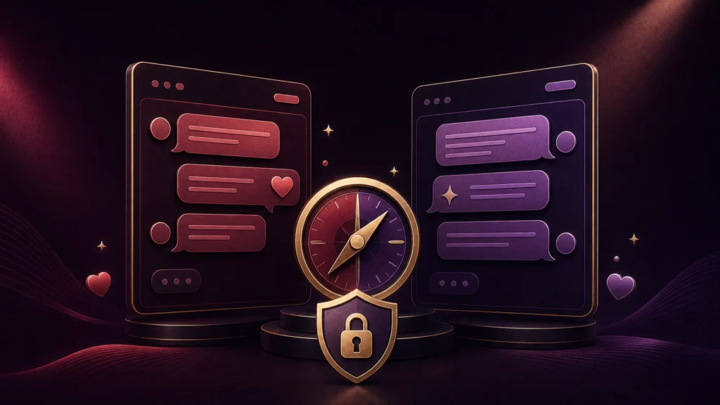 Premium editorial comparison of two AI companion chats with privacy controls