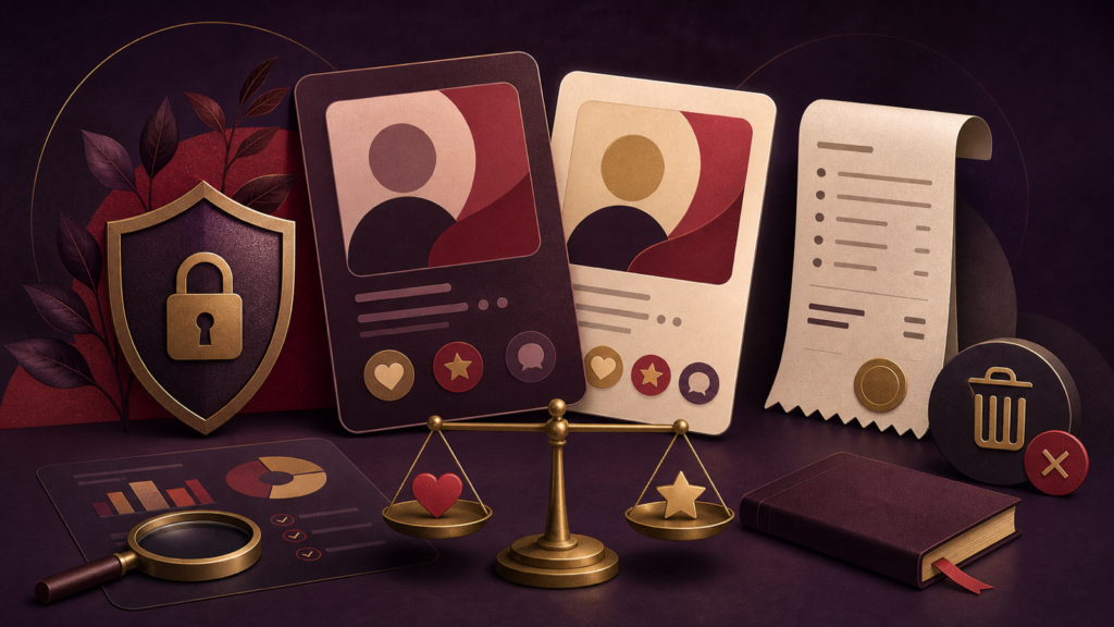 Editorial illustration of privacy, account controls and platform policy